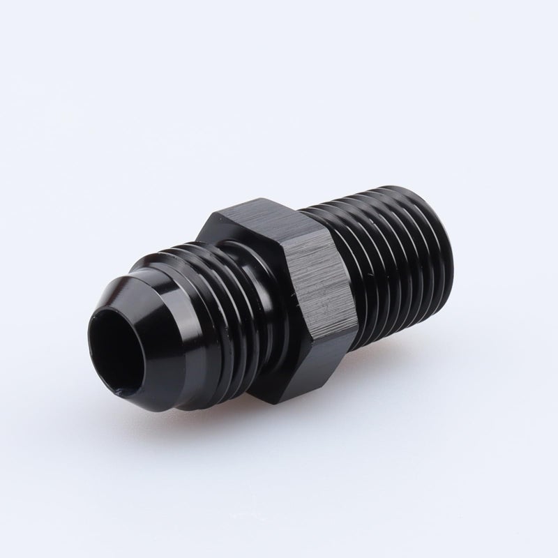 AC PERFORMANCE Male 1/4" NPT to -6 AN Flare Adapter Straight Aluminum Black - Image 1